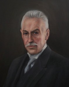 Dr. Claes Oscar Engström, ett oljeporträtt målat från kundens svartvita fotografi taget år 1925
